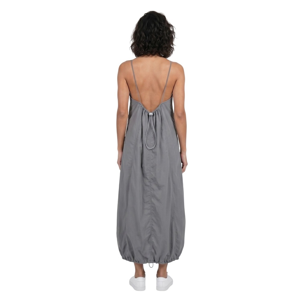 ZARA Grey Parachute Maxi Dress Halter Low Back Adjustable Bubble Hem Large - Picture 4 of 8
